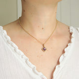 Antique Amethyst Pearl Square Charm
