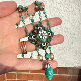 Antique Czech Peking Glass Enamel Bead Necklace