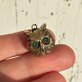 Antique Edwardian Silver Metal Enamel Owl Charm