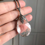 Antique Arts & Crafts Rock Crystal Silver Grape Pendant Necklace