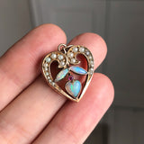 Antique Edwardian Opal & Pearl Heart Charm