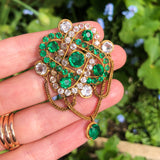 Antique French Costume Green Paste Brooch