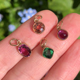 Vintage Gold Precious Topaz Tourmaline Garnet & Amethyst Charms