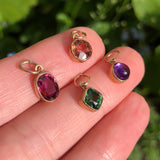 Vintage Gold Precious Topaz Tourmaline Garnet & Amethyst Charms