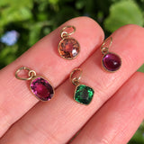 Vintage Gold Precious Topaz Tourmaline Garnet & Amethyst Charms