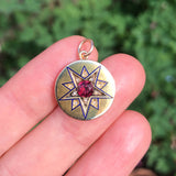 Antique Victorian 18ct Gold Garnet & Diamond Star Pendant