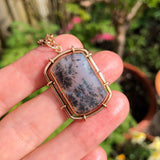 Antique Rolled Gold Dendritic Agate Pendant Necklace