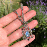 Vintage Silver Moonstone & Marcasite Pendant