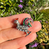 Antique Silver Paste Cockerel Brooch