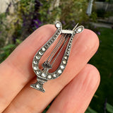 Antique French Silver Lyre Paste Brooch