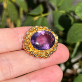 Antique 9ct Gold Amethyst Brooch Pendant