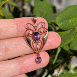 Contemporary Gold Amethyst Lavalier Pendant