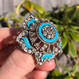 Vintage French Guilloché Enamel Heart Brooch