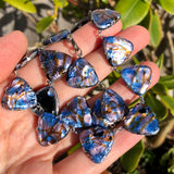 Antique Pastel Pink Blue Foil Panel Necklace