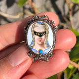 Antique French Silver & Gold Masquerade Brooch