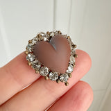 Antique Edwardian Saphiret Glass Heart Pendant