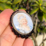 Antique Garnet Hand Painted Locket