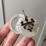 Antique Mother Of Pearl Garnet Slide Locket