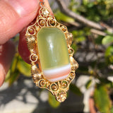 Antique Striped Lemon Agate Pinchbeck Pendant