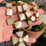 Antique Georgian Mother Of Pearl Maltese Cross Necklace