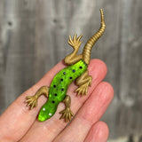 Antique Green Glass Lizard Brooch
