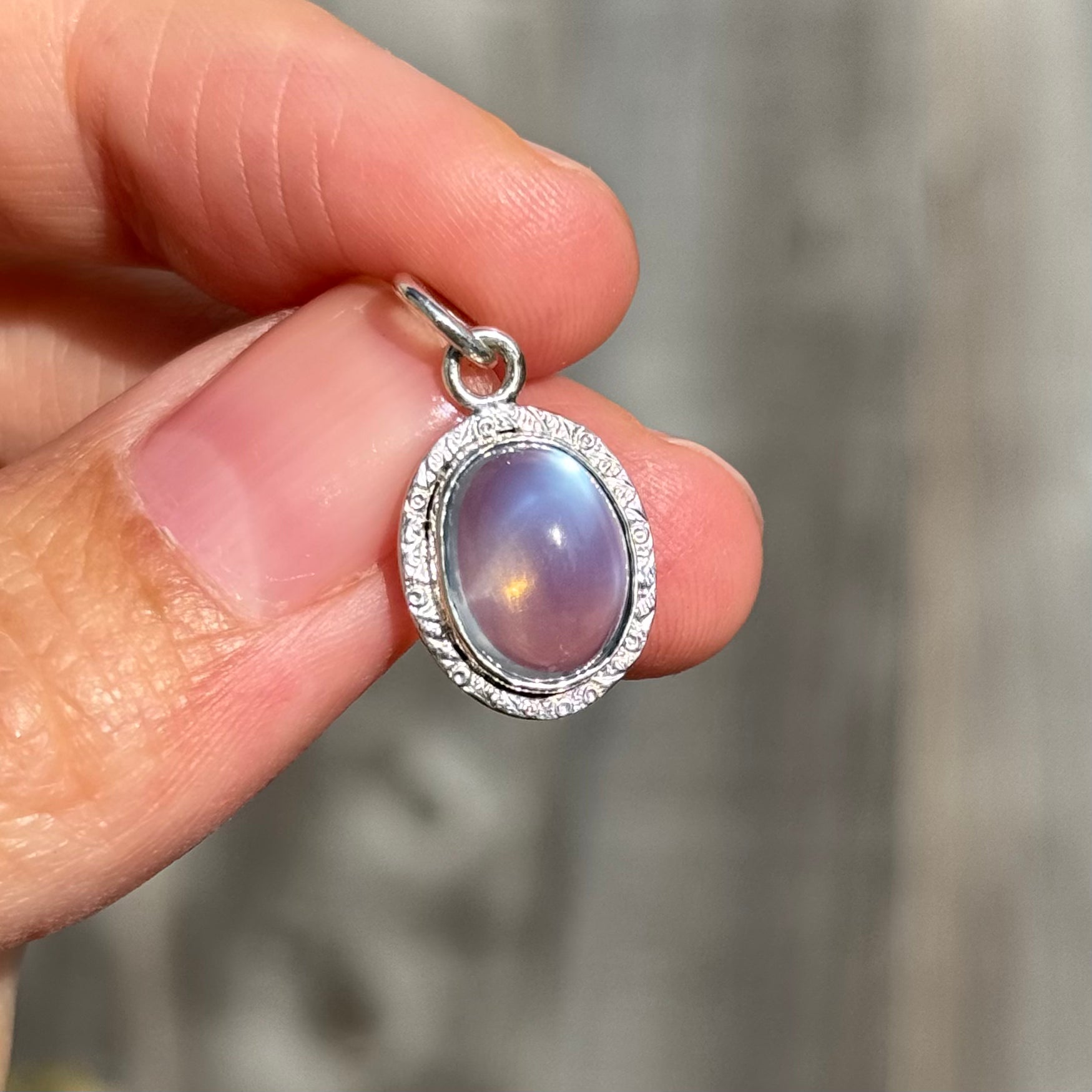 Antique Silver Moonstone Charm