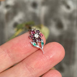 Antique Georgian Gold Garnet Flower Charm