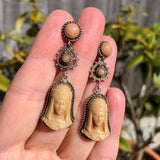 Antique Egyptian Revival Pharaoh Glass Earrings