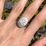 Vintage Engraved Silver Locket Poison Ring