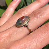 Vintage Gold Moss Agate Clover Ring