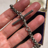 Antique Silver T Bar Watch Chain 11"