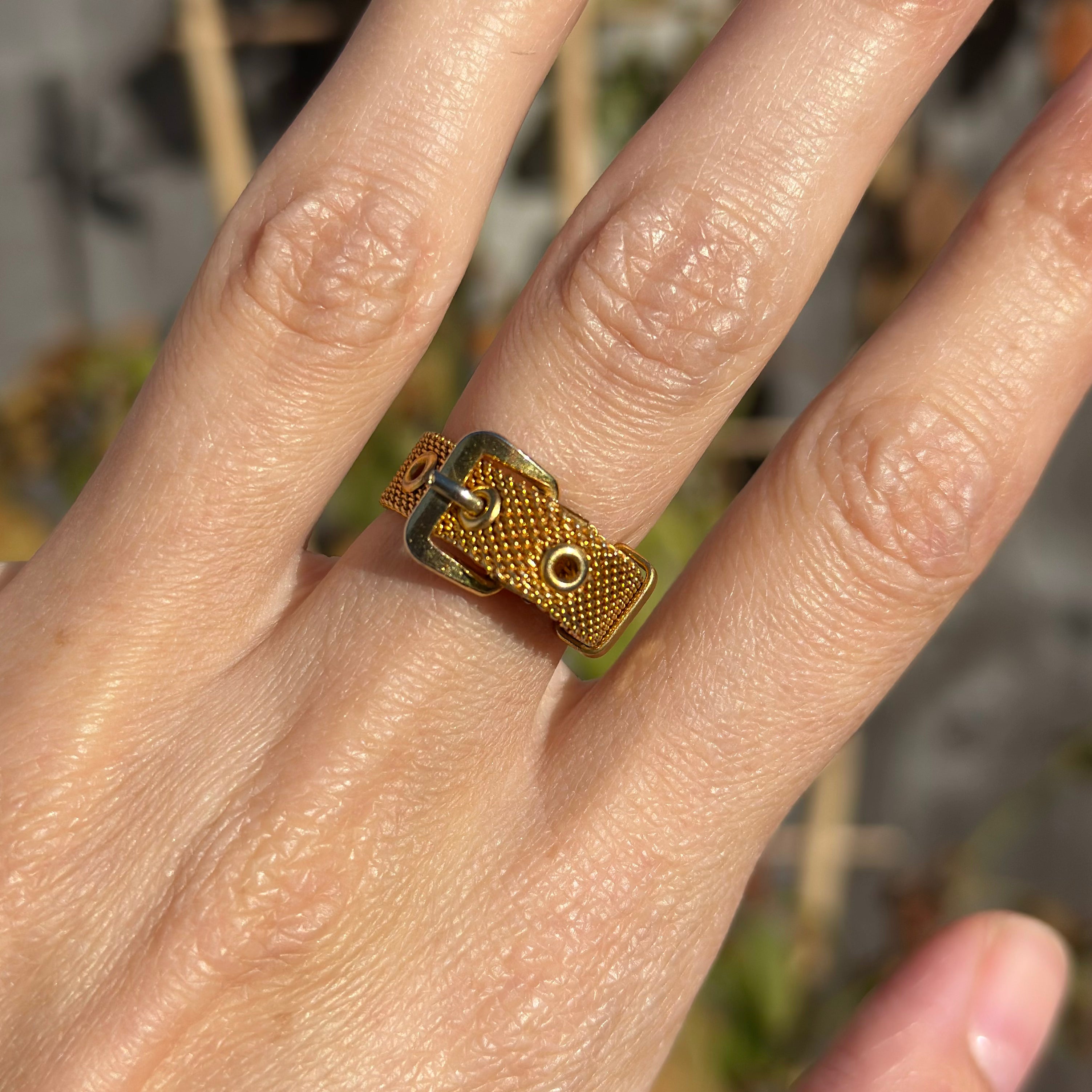 Vintage Italian Gold Plated Buckle Ring