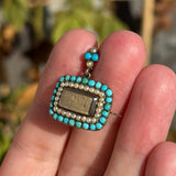Antique Gold Turquoise Pearl Locket Pendant