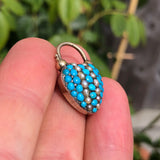 Antique Regency Gold Turquoise Heart Padlock Locket