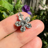 Antique Georgian Silver Black Dot Paste Flower Charm