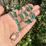 Antique Art Deco Green Cut Glass Panel Necklace