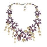 Vintage Christian Dior Purple Floral Glass Pearl Necklace