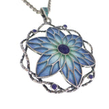 Antique Plique-A-Jour Glass Flower Pendant