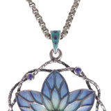 Antique Plique-A-Jour Glass Flower Pendant