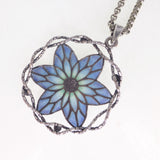 Antique Plique-A-Jour Glass Flower Pendant