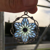 Antique Plique-A-Jour Glass Flower Pendant