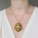 Antique Edwardian Saphiret Glass Pendant Brooch