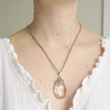 Antique Arts & Crafts Rock Crystal Silver Grape Pendant Necklace