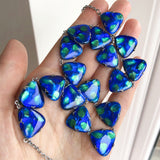 Antique Arts & Crafts Peacock Foil Glass Panel Necklace