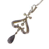 Antique Art Nouveau Silver Turquoise Pearl Pendant Necklace