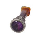 Antique Silver Agate & Amethyst Dog Desk Seal