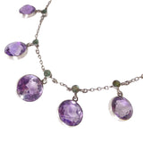 Antique Silver Amethyst & Tourmaline Drop Necklace