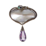 Antique Art Nouveau Snake Blister Pearl Brooch
