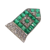 Antique Art Deco Green Glass Geometric Brooch