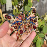 Antique Garnet & Citrine Enamel Butterfly Brooch